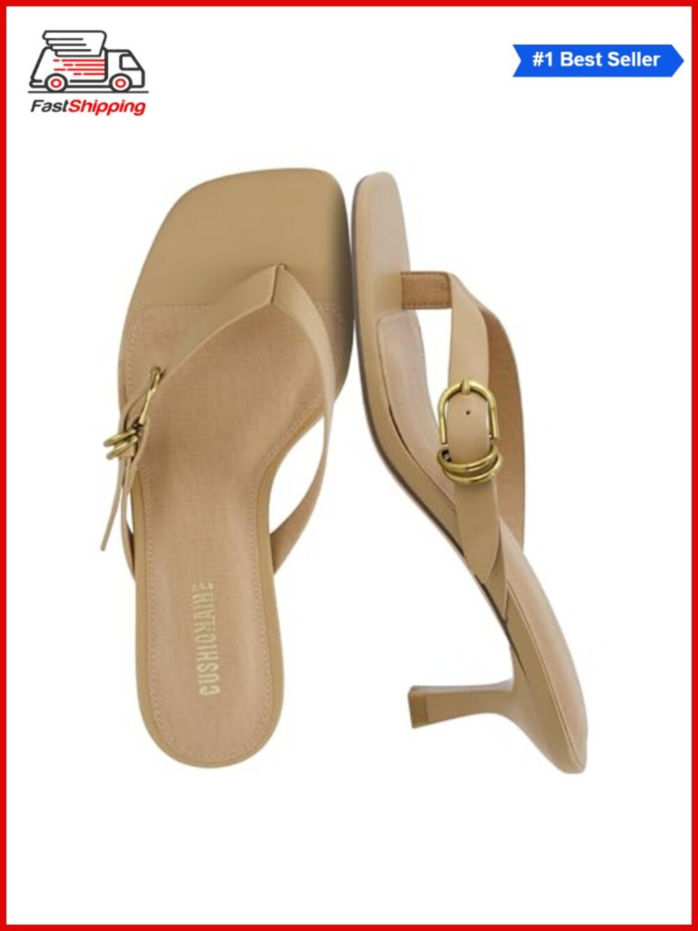 ✨ CUSHIONAIRE Thong Kitten Heel Dressy Sandals Adjustable Buckle Faux Suede